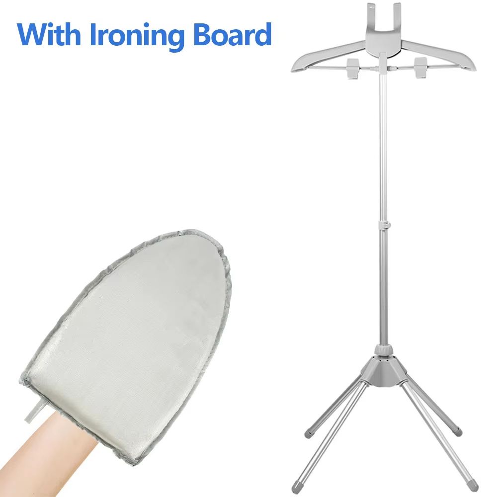 All-In-One Adjustable Steamer Stand & Handheld Ironing Board – 33–63 in Portable Foldable Garment Rack