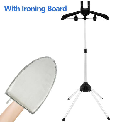 All-In-One Adjustable Steamer Stand & Handheld Ironing Board – 33–63 in Portable Foldable Garment Rack