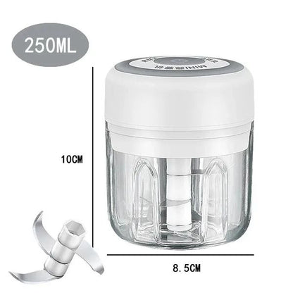 Electric Garlic Chopper and Meat Mincer – 100ML/250ML Portable Food Processor
