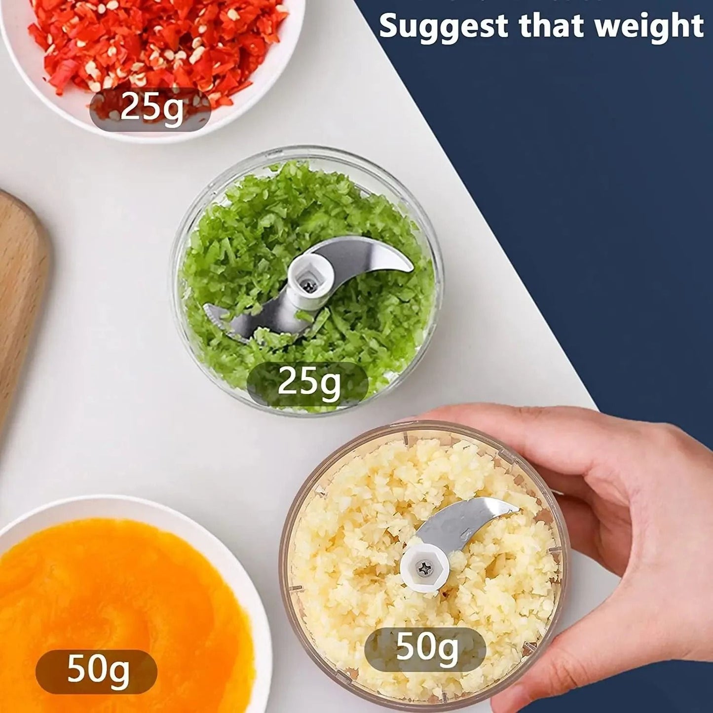 Electric Garlic Chopper and Meat Mincer – 100ML/250ML Portable Food Processor