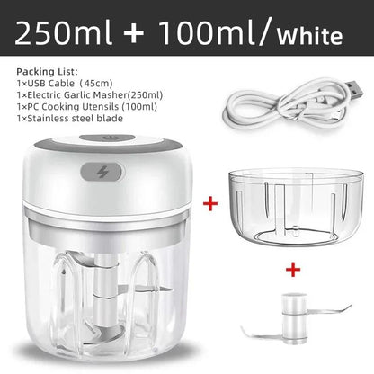 Electric Garlic Chopper and Meat Mincer – 100ML/250ML Portable Food Processor