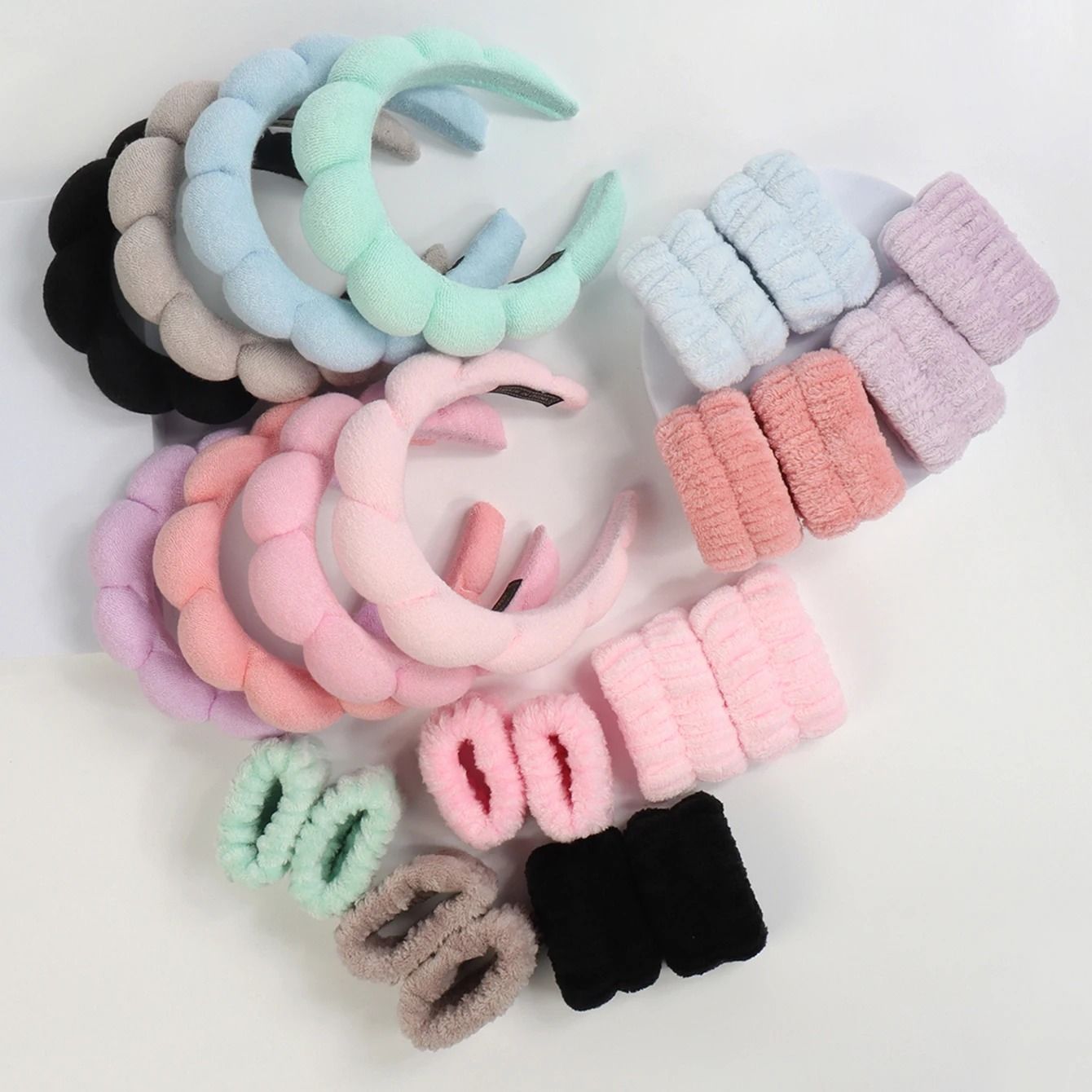 3PCS Microfiber Spa Headband and Wristband Set for Skincare and Makeup