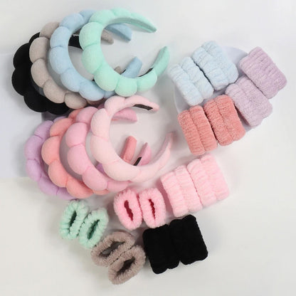 3PCS Microfiber Spa Headband and Wristband Set for Skincare and Makeup