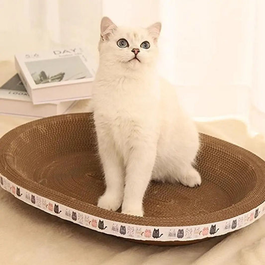 Round Corrugated Cat Scratcher Bed for Claw Care and Playtime