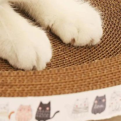 Round Corrugated Cat Scratcher Bed for Claw Care and Playtime