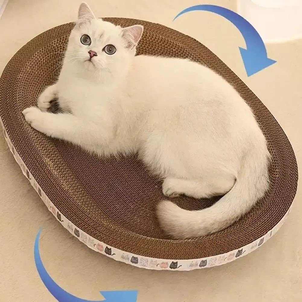 Round Corrugated Cat Scratcher Bed for Claw Care and Playtime