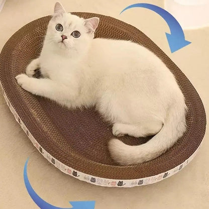 Round Corrugated Cat Scratcher Bed for Claw Care and Playtime