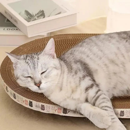 Round Corrugated Cat Scratcher Bed for Claw Care and Playtime