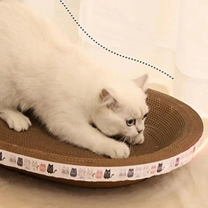 Round Corrugated Cat Scratcher Bed for Claw Care and Playtime
