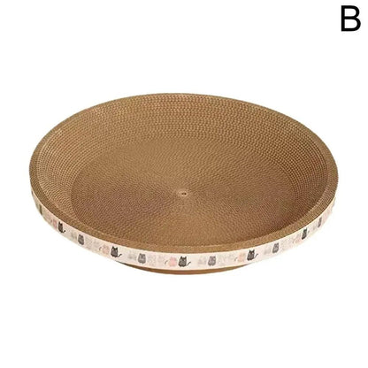 Round Corrugated Cat Scratcher Bed for Claw Care and Playtime