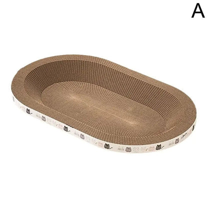 Round Corrugated Cat Scratcher Bed for Claw Care and Playtime