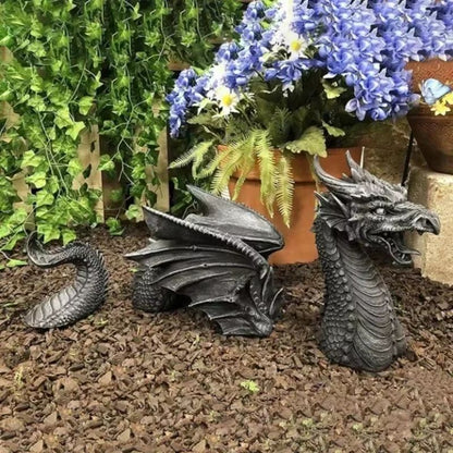 Solar-Powered Resin Dragon Garden Statue – Mystical Dragon Sculpture with Solar LED Lighting for Outdoor Decor