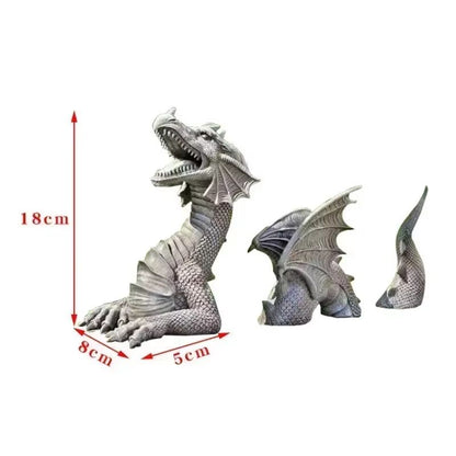 Solar-Powered Resin Dragon Garden Statue – Mystical Dragon Sculpture with Solar LED Lighting for Outdoor Decor
