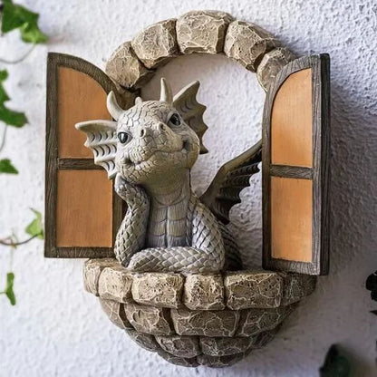 Solar-Powered Resin Dragon Garden Statue – Mystical Dragon Sculpture with Solar LED Lighting for Outdoor Decor