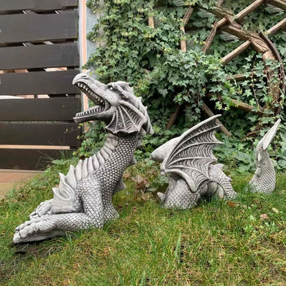 Solar-Powered Resin Dragon Garden Statue – Mystical Dragon Sculpture with Solar LED Lighting for Outdoor Decor