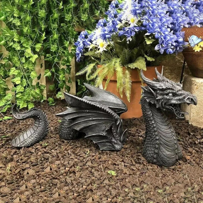 Solar-Powered Resin Dragon Garden Statue – Mystical Dragon Sculpture with Solar LED Lighting for Outdoor Decor