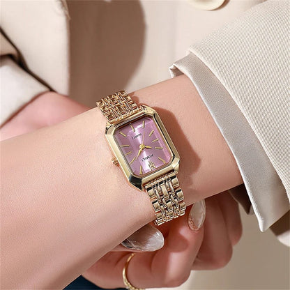 Womens Minimalist Square Quartz Watch Orange Silicone Strap Casual Sports