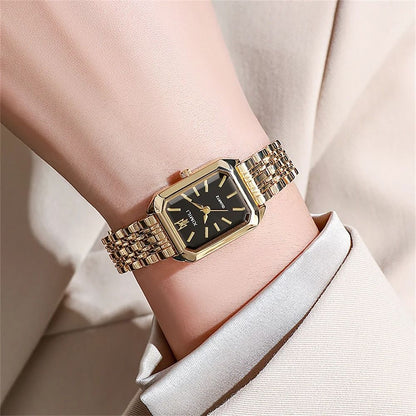 Womens Minimalist Square Quartz Watch Orange Silicone Strap Casual Sports
