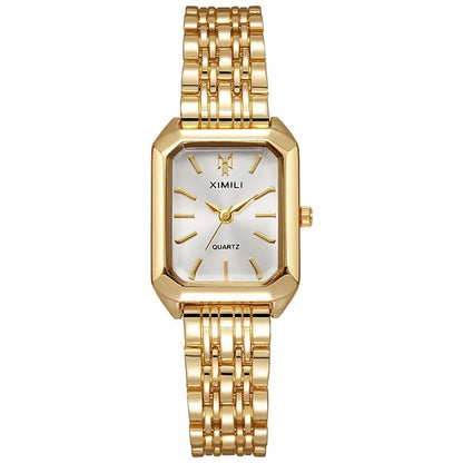 Womens Minimalist Square Quartz Watch Orange Silicone Strap Casual Sports