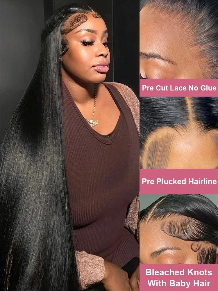 Women Bone Straight HD Lace Front Wig 200 Density Brazilian Human Hair Wig
