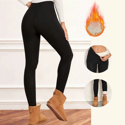 Women Velvet Fleece Leggings with Pockets Warm Winter Stretch Pants