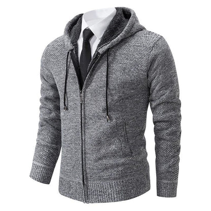 Men Fleece Lined Sports Jacket Warm Zipper Stand Collar Cardigan