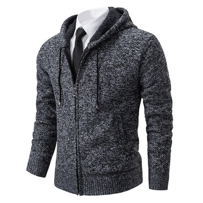 Men Fleece Lined Sports Jacket Warm Zipper Stand Collar Cardigan