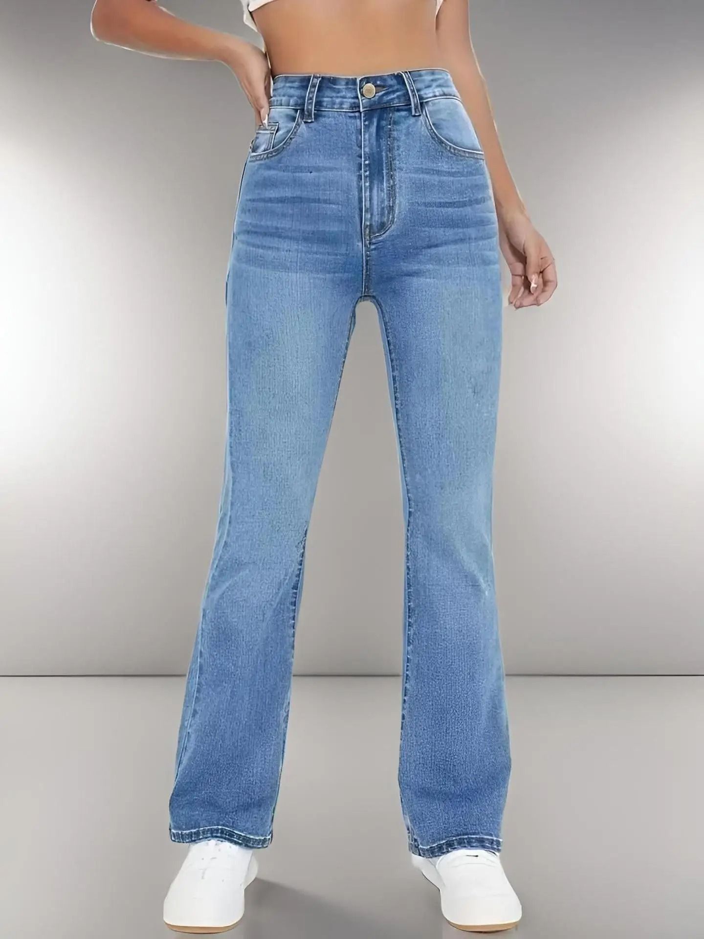 Women High Waist Slim Fit Jeans Casual Denim Pants