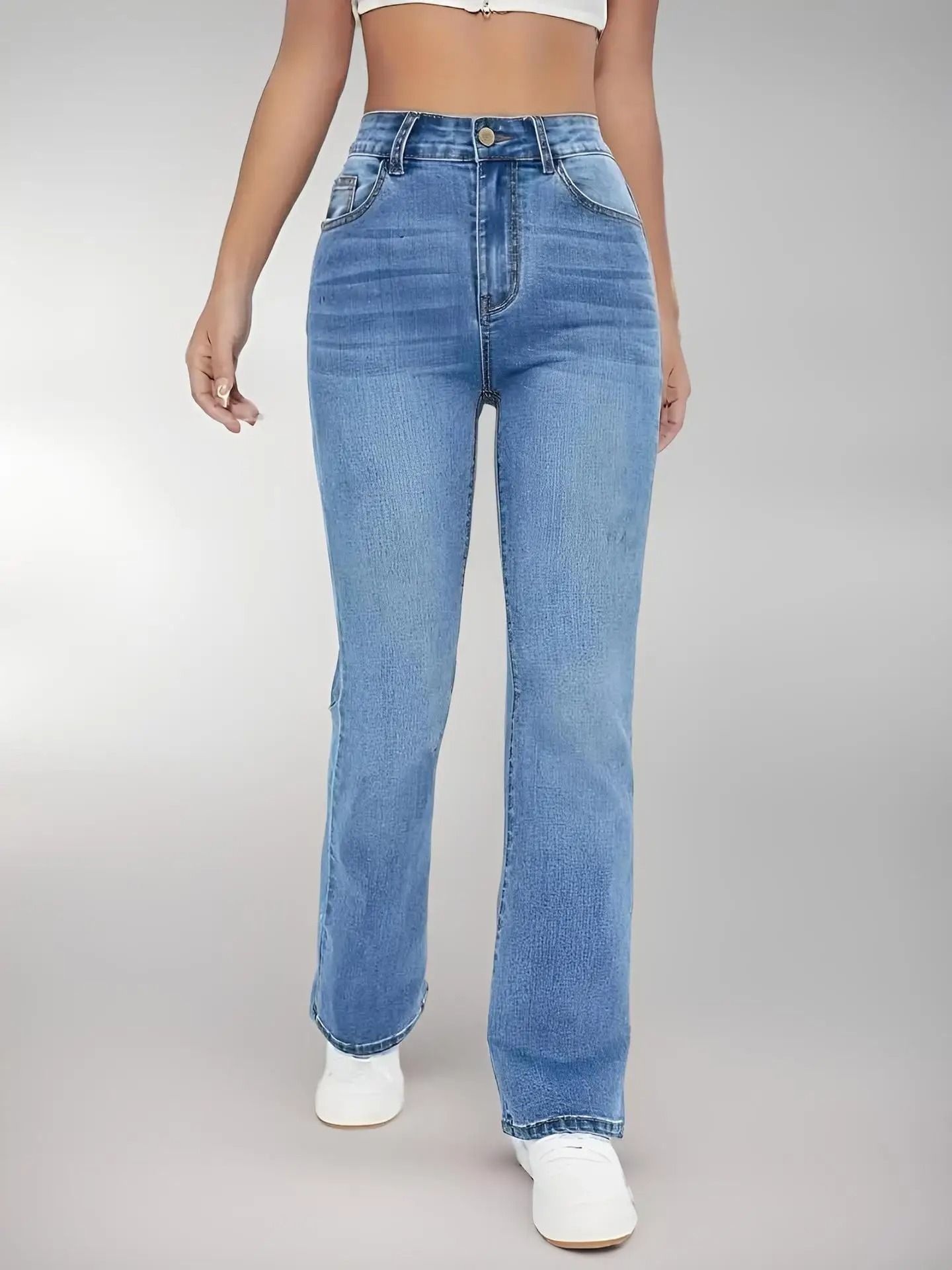Women High Waist Slim Fit Jeans Casual Denim Pants