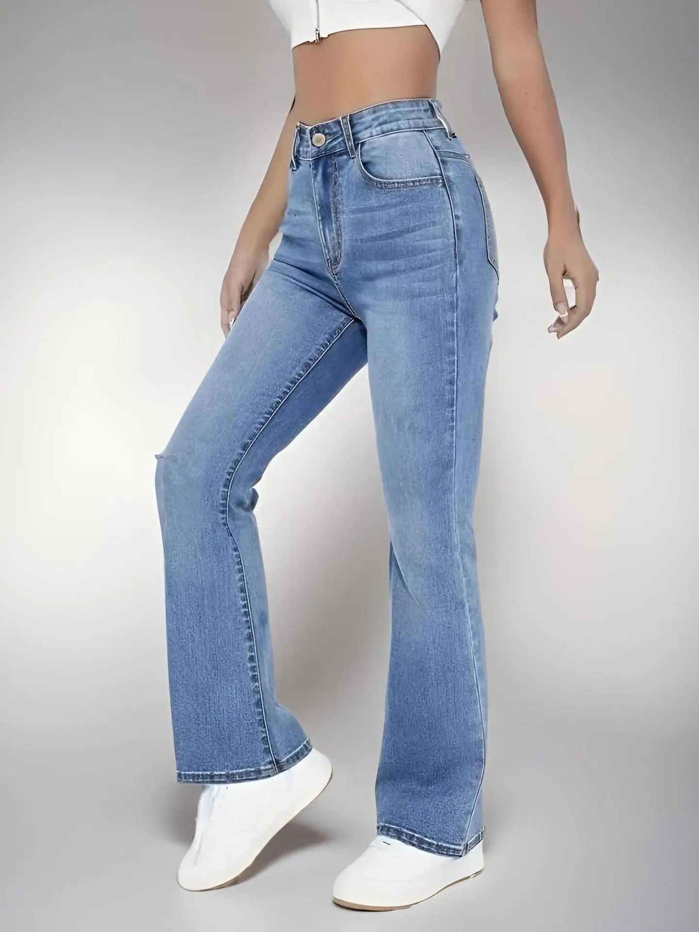 Women High Waist Slim Fit Jeans Casual Denim Pants