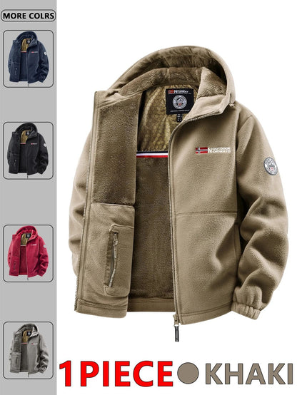 Men Outdoor Hooded Jacket Warm Casual Zip Up Coat