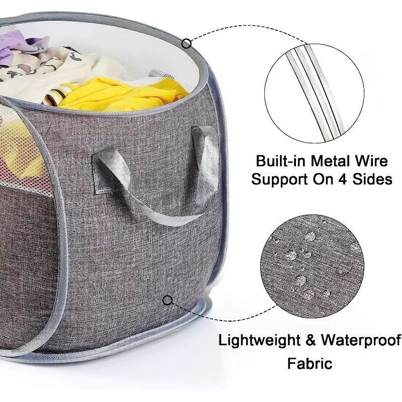 Creative Mesh Laundry Popup Hamper | Foldable Lightweight Laundry Basket with Durable Handles for Laundry Room & Home St