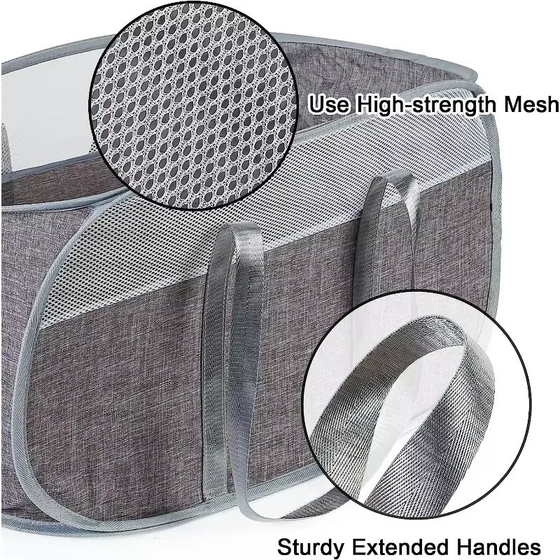 Creative Mesh Laundry Popup Hamper | Foldable Lightweight Laundry Basket with Durable Handles for Laundry Room & Home St