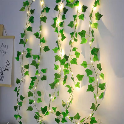 GreenLeaf 6.6 ft Ivy Vine String Lights – Artificial Green Leaf Fairy Light Garland for Wedding, Party, Christmas & Home
