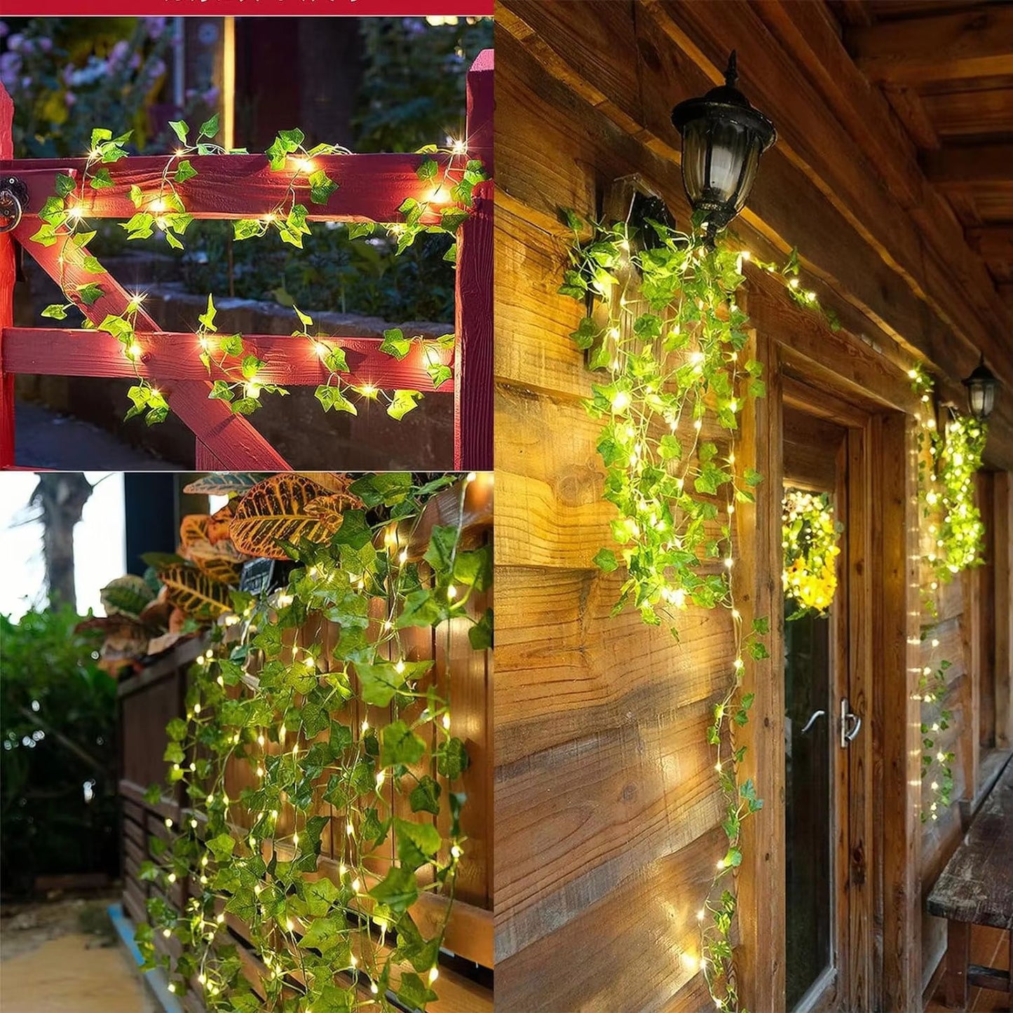 GreenLeaf 6.6 ft Ivy Vine String Lights – Artificial Green Leaf Fairy Light Garland for Wedding, Party, Christmas & Home