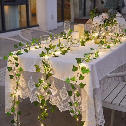 GreenLeaf 6.6 ft Ivy Vine String Lights – Artificial Green Leaf Fairy Light Garland for Wedding, Party, Christmas & Home