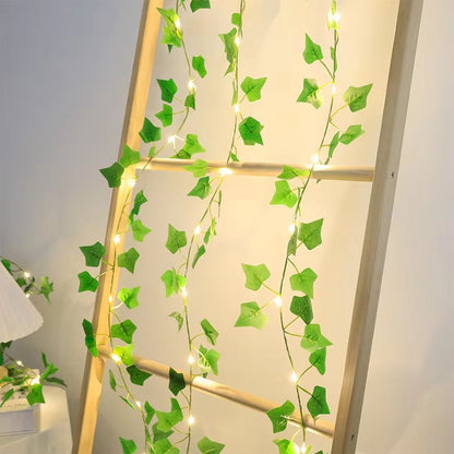 GreenLeaf 6.6 ft Ivy Vine String Lights – Artificial Green Leaf Fairy Light Garland for Wedding, Party, Christmas & Home