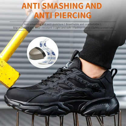 Men Lightweight Protective Work Safety Sneakers Breathable Anti Puncture