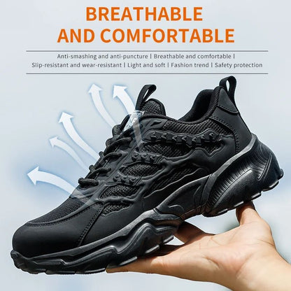 Men Lightweight Protective Work Safety Sneakers Breathable Anti Puncture