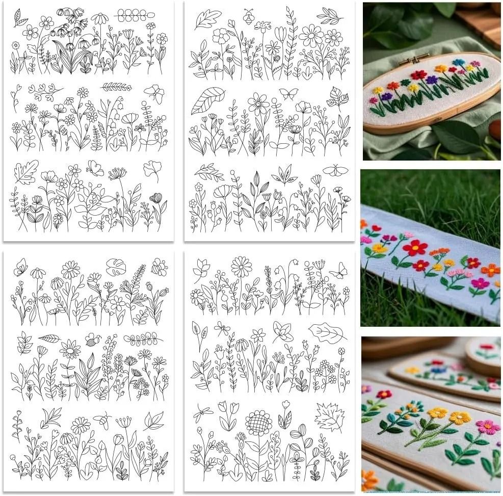 Water Soluble Embroidery Stabilizer Sheets – Stick and Stitch Wash Away Floral and Butterfly Designs