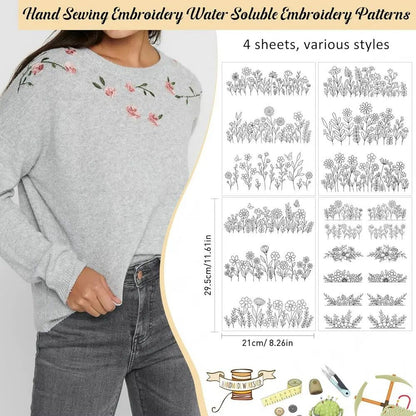 Water Soluble Embroidery Stabilizer Sheets – Stick and Stitch Wash Away Floral and Butterfly Designs