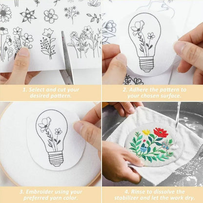 Water Soluble Embroidery Stabilizer Sheets – Stick and Stitch Wash Away Floral and Butterfly Designs