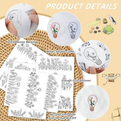 Water Soluble Embroidery Stabilizer Sheets – Stick and Stitch Wash Away Floral and Butterfly Designs