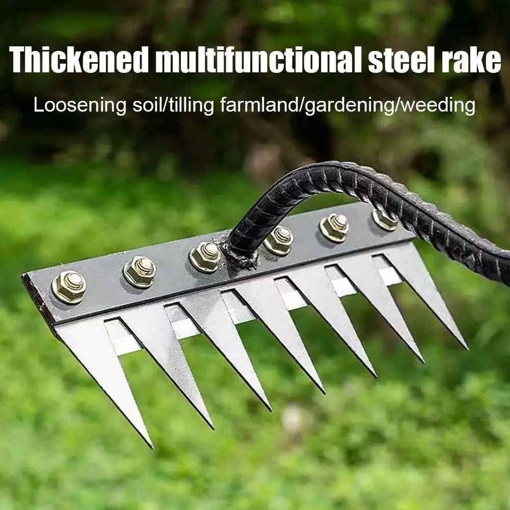 Carbon Steel Garden Hand Rake for Weeding and Soil Scarifying