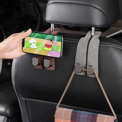 Smart Car Seat Back Double Hook Suede Style for Rear Storage