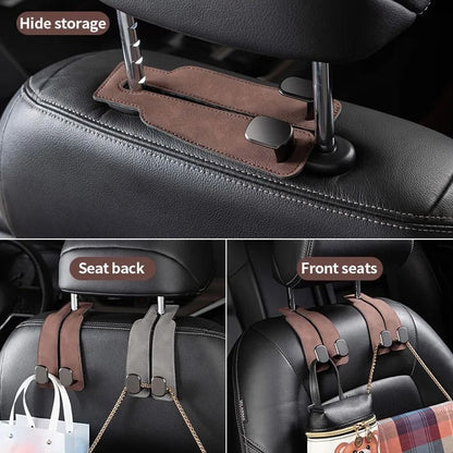 Smart Car Seat Back Double Hook Suede Style for Rear Storage