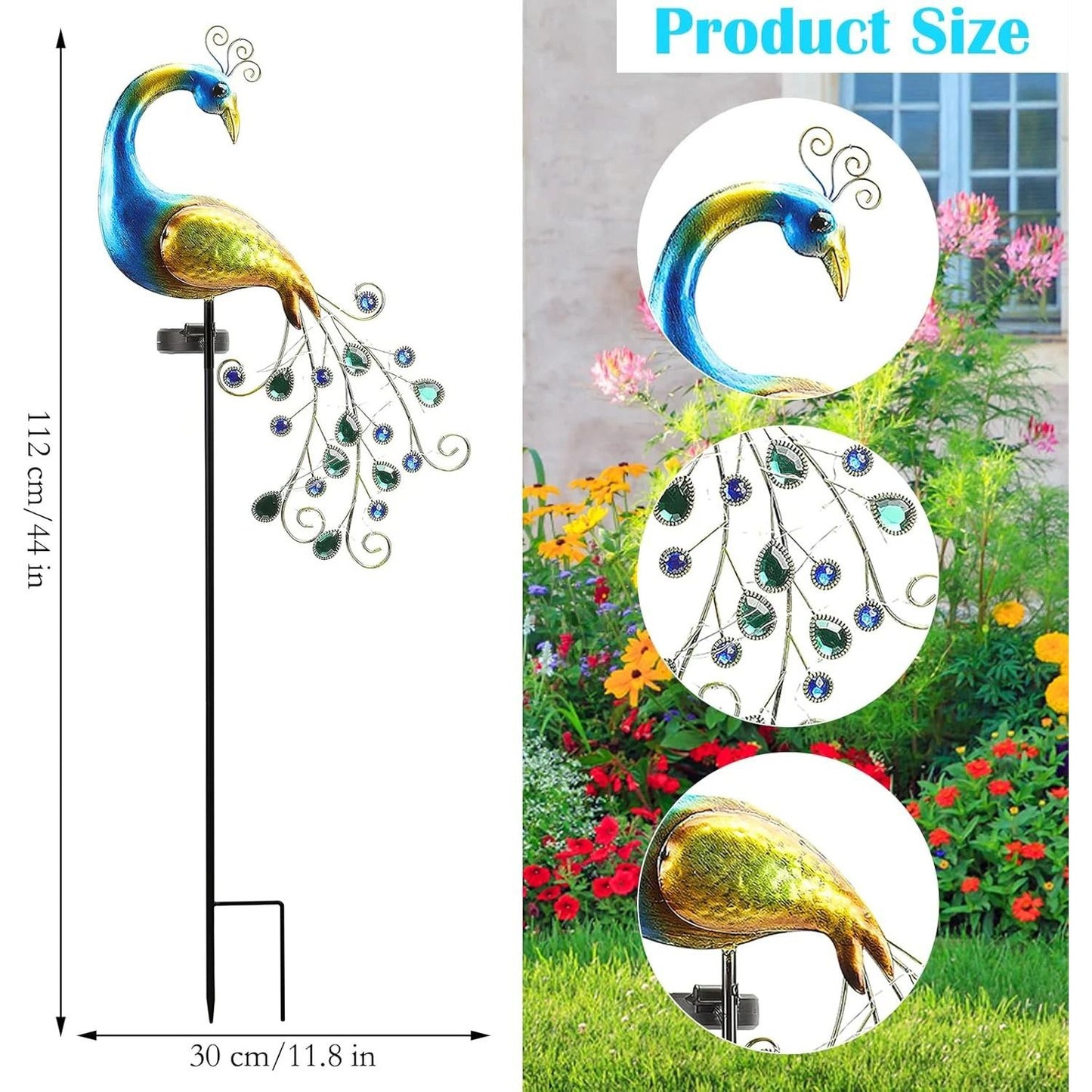 Solar Peacock Garden Light Decorative Outdoor Lamp for Yard and Lawn