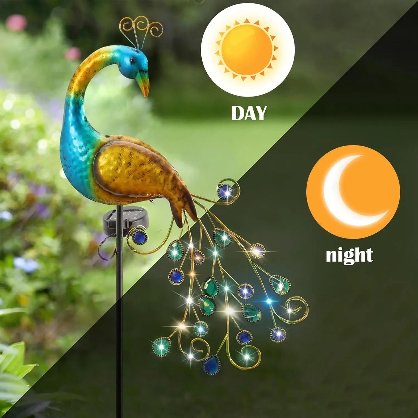 Solar Peacock Garden Light Decorative Outdoor Lamp for Yard and Lawn