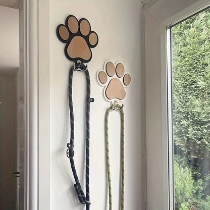 Paw Print Wooden Leash Hanger for Dogs and Pet Lovers