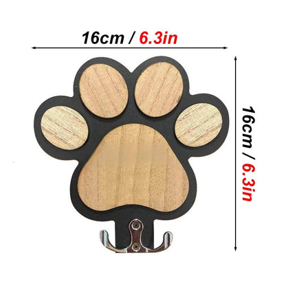 Paw Print Wooden Leash Hanger for Dogs and Pet Lovers